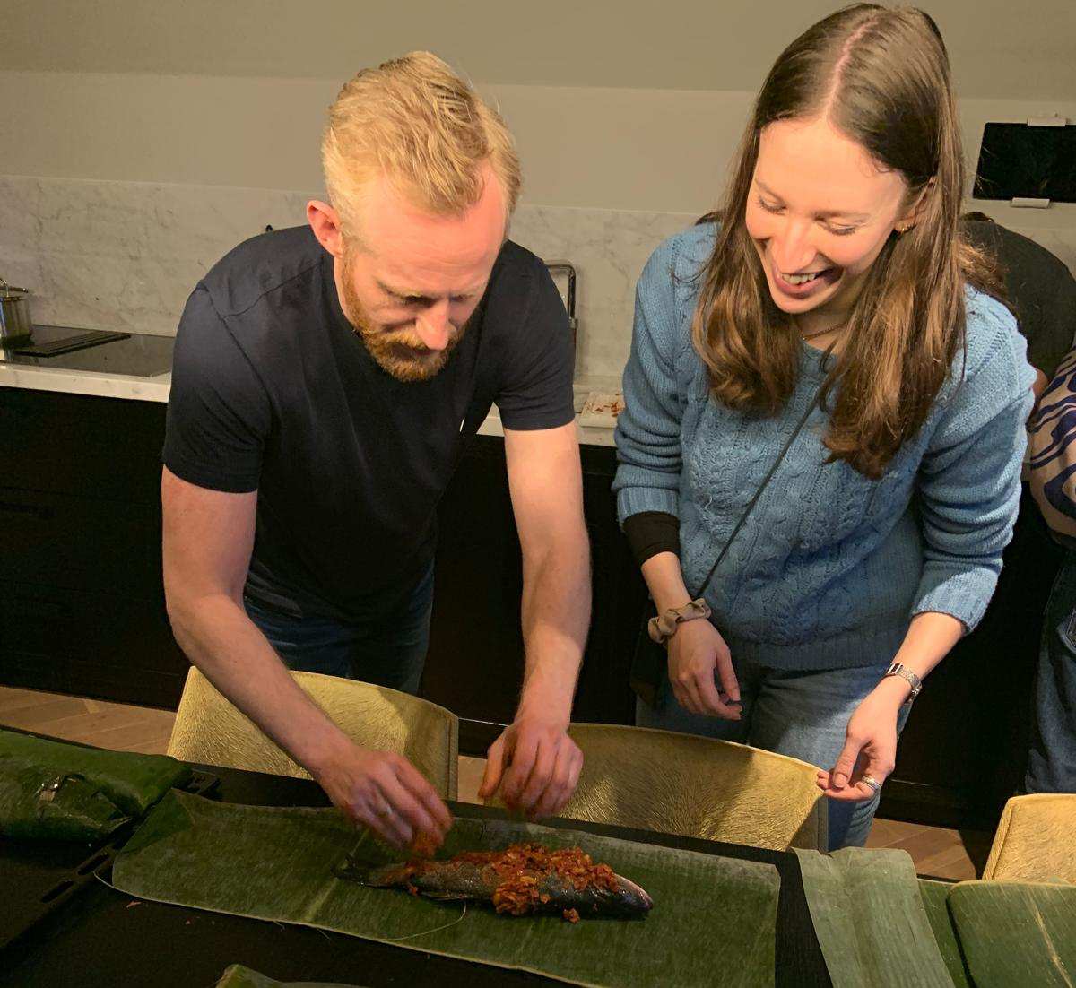Team collaborating in a kitchen